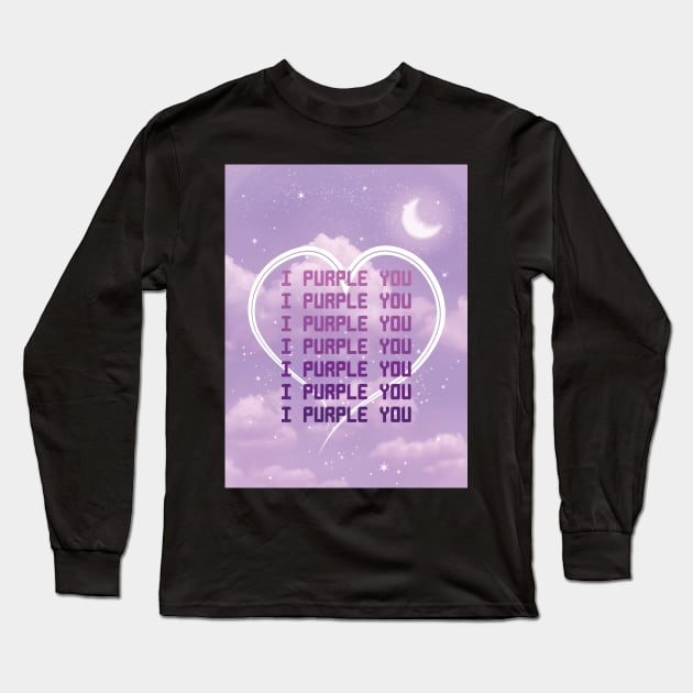 I Purple You (in a purple sky) Long Sleeve T-Shirt by EvilSheet